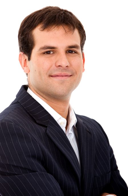 Business man portrait isolated over a white background