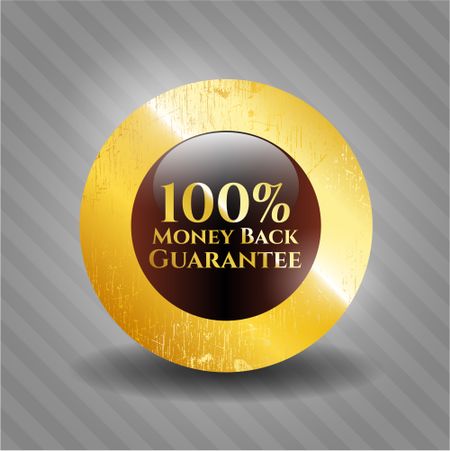 100% Money Back Guarantee gold badge or emblem