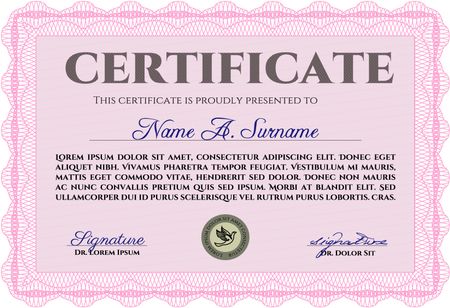 Sample Certificate. Superior design. With guilloche pattern and background. Customizable, Easy to edit and change colors.