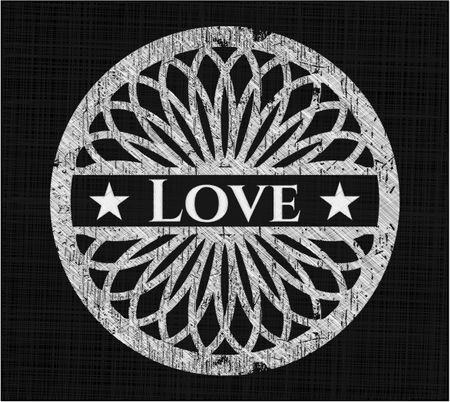 Love chalkboard emblem written on a blackboard