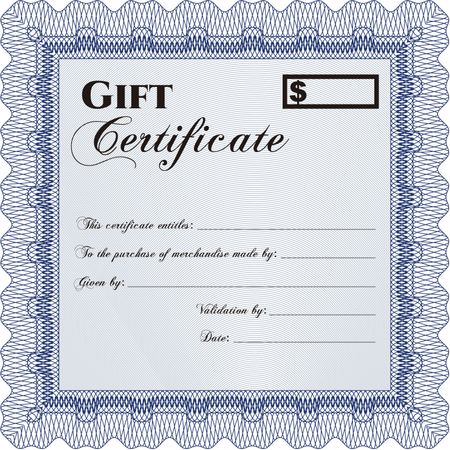 Retro Gift Certificate. Sophisticated design. With complex background. Detailed.