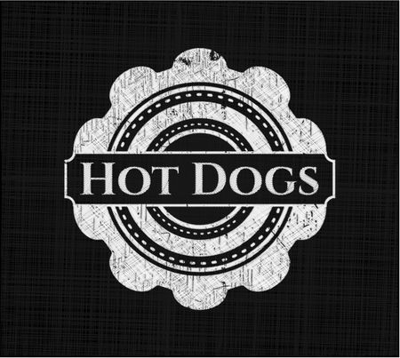 Hot Dogs chalkboard emblem written on a blackboard