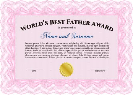 Award: Best dad in the world. Customizable, Easy to edit and change colors.With background. Excellent complex design. 
