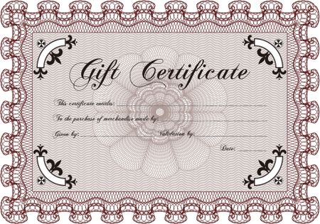 Gift certificate template. Detailed.Printer friendly. Retro design. 