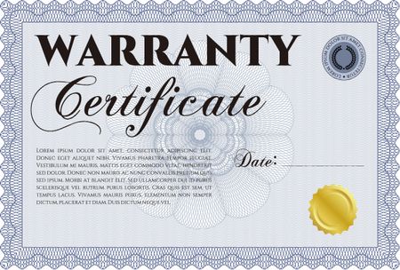 Template Warranty certificate. Retro design. Complex design. With sample text. 