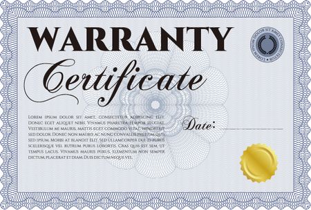 Template Warranty certificate. Retro design. Complex design. With sample text.