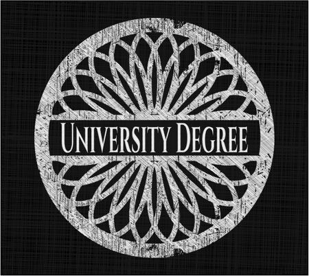 University Degree chalk emblem written on a blackboard