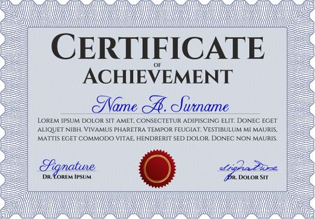 Diploma template or certificate template. Cordial design. With quality background. Frame certificate template Vector.