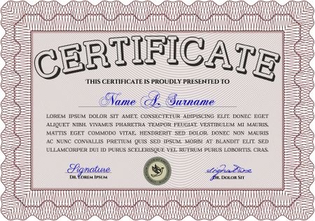 Sample Diploma. Vector pattern that is used in money and certificate.Sophisticated design. Complex background. 
