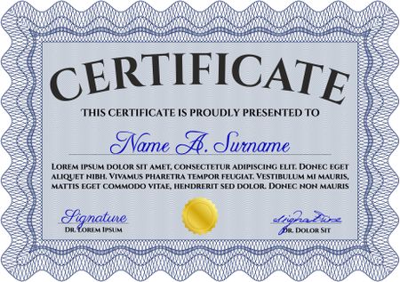 Certificate of achievement template. Complex background. Nice design. Diploma of completion.