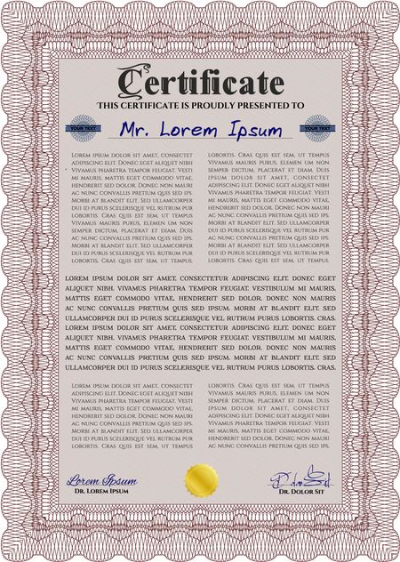 Certificate of achievement. Retro design. Easy to print. Diploma of completion.