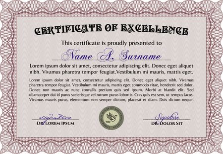 Certificate. Lovely design. With great quality guilloche pattern. Money style.