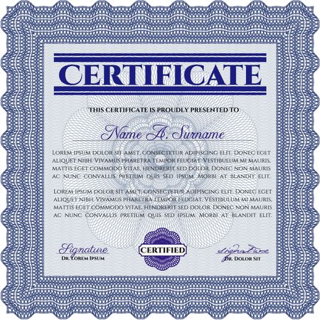 Certificate of achievement template. Superior design. With quality background. Border, frame.