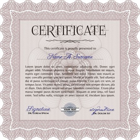 Certificate template or diploma template. Superior design. Vector certificate template.Easy to print. 