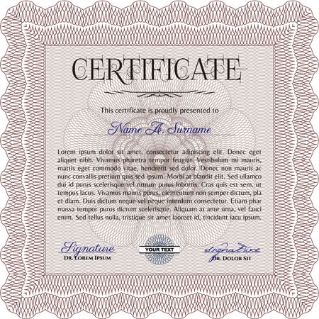 Certificate template or diploma template. Superior design. Vector certificate template.Easy to print.