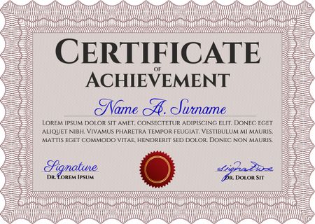 Diploma. Good design. Frame certificate template Vector.With guilloche pattern. 