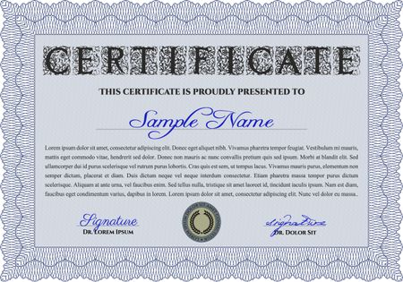 Certificate of achievement template. Complex background. Vector illustration.Retro design. 
