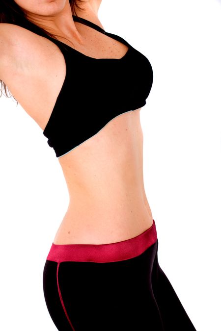 female fitness torso - over a white background