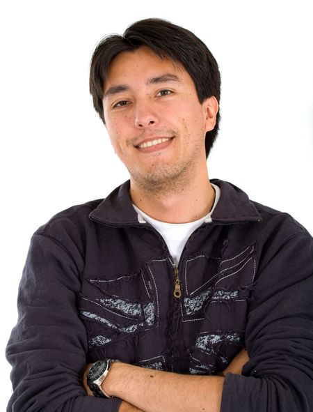 casual man portrait smiling - isolated over a white background