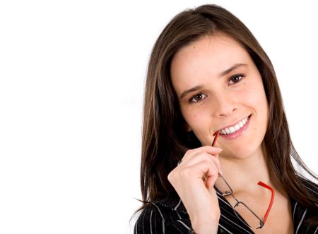 business woman portrait - isolated over a white background