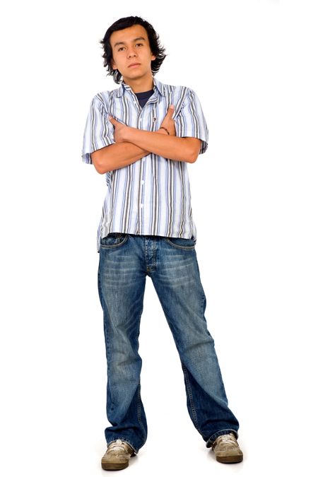 casual man portrait smiling - isolated over a white background