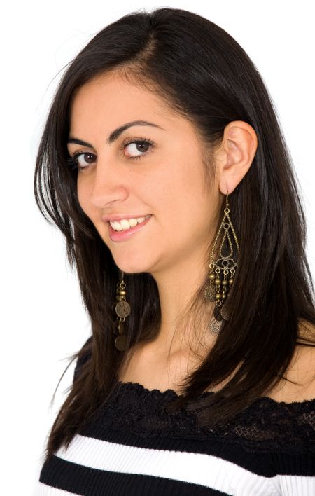 business woman portrait - isolated over a white background