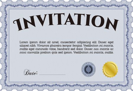 Vintage invitation template. Customizable, Easy to edit and change colors.Superior design. With background. 