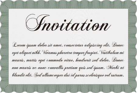 Vintage invitation. Detailed.With complex background. Artistry design. 