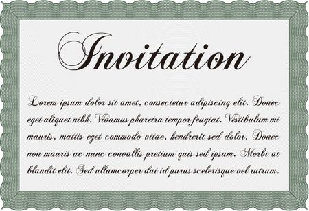 Vintage invitation. Detailed.With complex background. Artistry design.