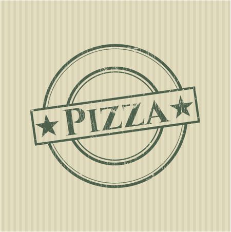 Pizza rubber stamp with grunge texture