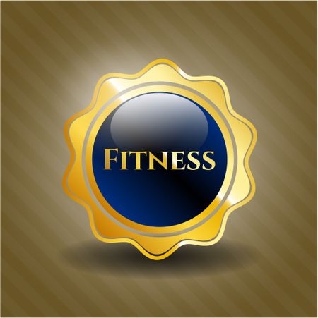 Fitness golden emblem or badge