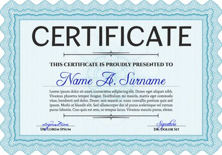 Certificate or diploma template. With great quality guilloche pattern. Frame certificate template Vector.Superior design. 