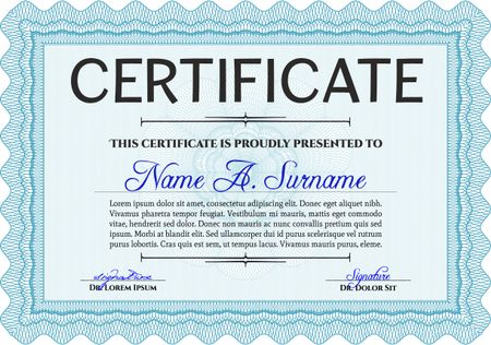 Certificate or diploma template. With great quality guilloche pattern. Frame certificate template Vector.Superior design.