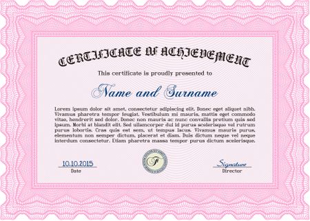Certificate template. With great quality guilloche pattern. Frame certificate template Vector.Complex design. 