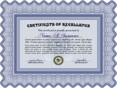 Sample certificate or diploma. Diploma of completion.Excellent design. With quality background. 