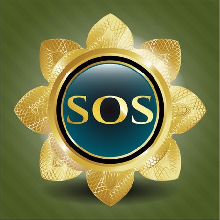 SOS gold badge or emblem