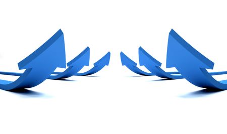 Group of arrows pointing up, isolated over white