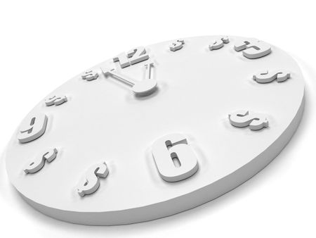 Clock at midnight isolated over a white background
