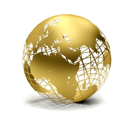 Golden globe isolated over a white background