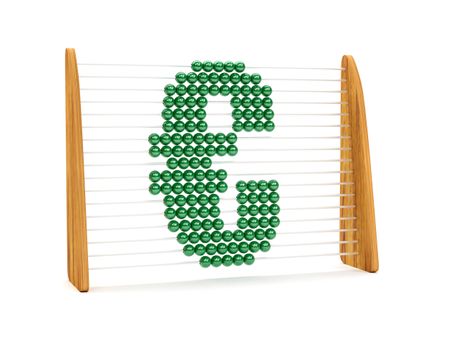 Euro symbol in an abacus isolated over white