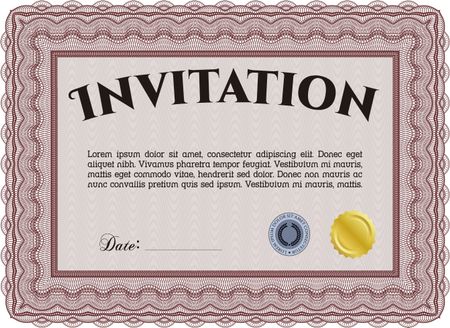 Formal invitation template. With complex linear background. Border, frame.Nice design.