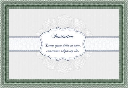 Formal invitation. Excellent design. With guilloche pattern and background. Detailed.