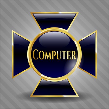 Computer gold emblem or badge