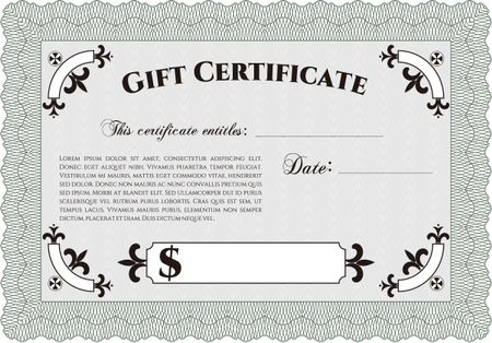 Vector Gift Certificate template. With complex linear background. Border, frame.Excellent design. 