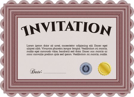 Invitation template. With guilloche pattern and background. Border, frame.Elegant design. 