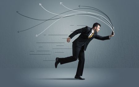 running-businessman-device-hand-drawn-lines-367057340 Running businessman with device and hand drawn lines concept on background