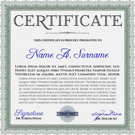 Certificate. Vector pattern that is used in money and certificate.Complex design. With background. 
