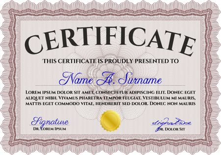 Certificate template. Vector certificate template.Elegant design. With complex linear background. 