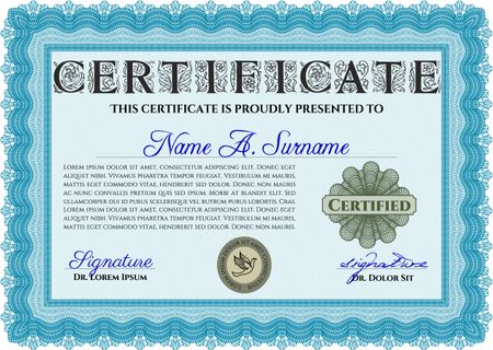 Diploma or certificate template. Modern design. Vector pattern that is used in money and certificate.With great quality guilloche pattern. 