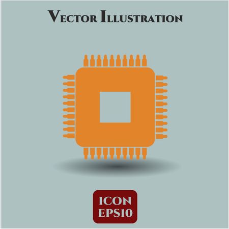 Microchip, microprocessor vector icon